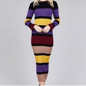 Active USA Striped Multicolored Knit Dress Sz-Small